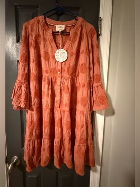 Women’s Rust Orange Tiered Cotton Dress - Unbranded